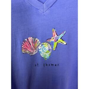 Fresh produce women’s T-shirt V-neck, St. Thomas shells coastal plus size ￼